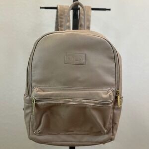 RYLA Baby Bag Taupe Faux Leather Gold Zipper Front Pocket Mini